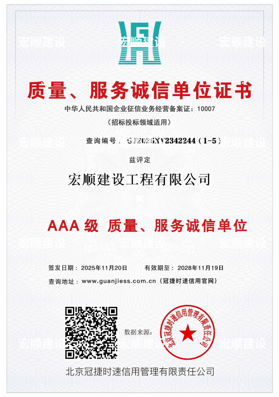 AAA級質(zhì)量服務(wù)誠信單位